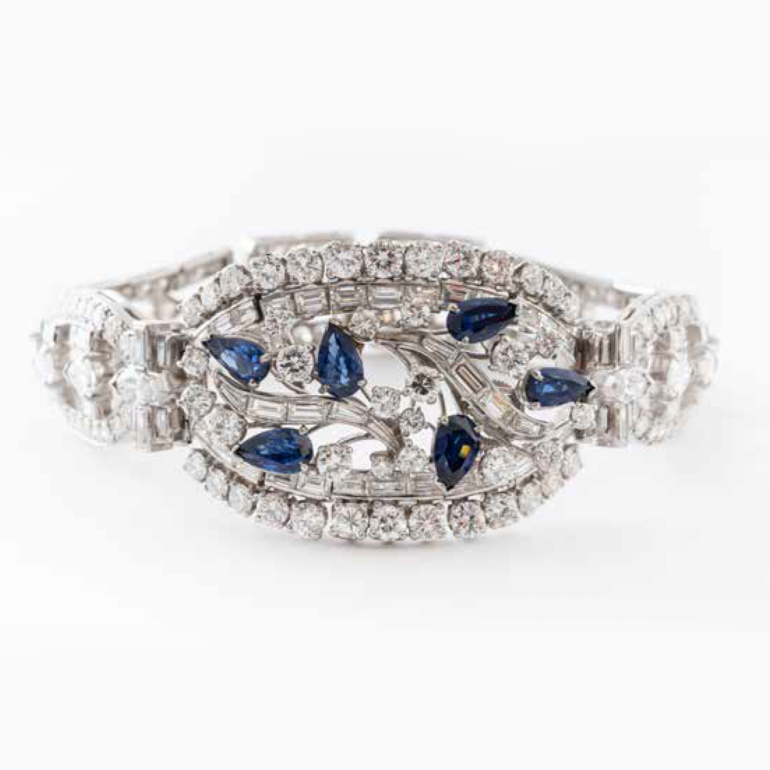 Diamant armbånd med blå safirer